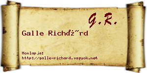 Galle Richárd névjegykártya